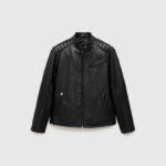 Leather-effect jacket with stitching detail